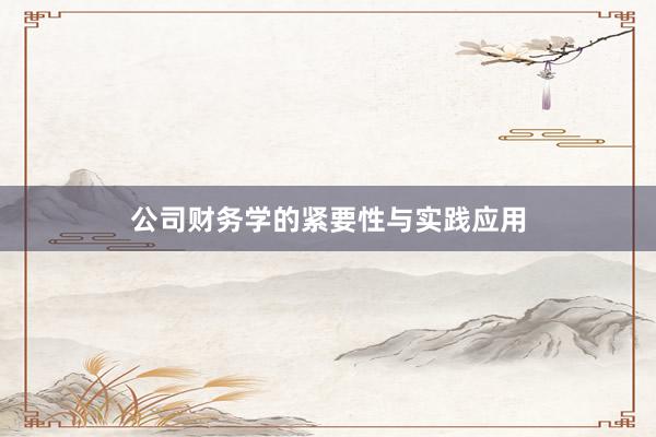 公司财务学的紧要性与实践应用